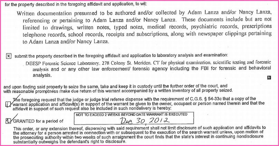 Written documentation presumed to be authored and/or collected by Adam Lanza and/or Nancy Lanza, referencing, or pertaining to Adam Lanza and/or Nancy Lanza, These documents include but are not limited to drawings, written notes, typed notes, medical records, psychiatric records, prescriptions, telephone records, school records, receipts and subscriptions, along with newspaper clippings pertaining to Adam Lanza and/or Nancy Lanza.
